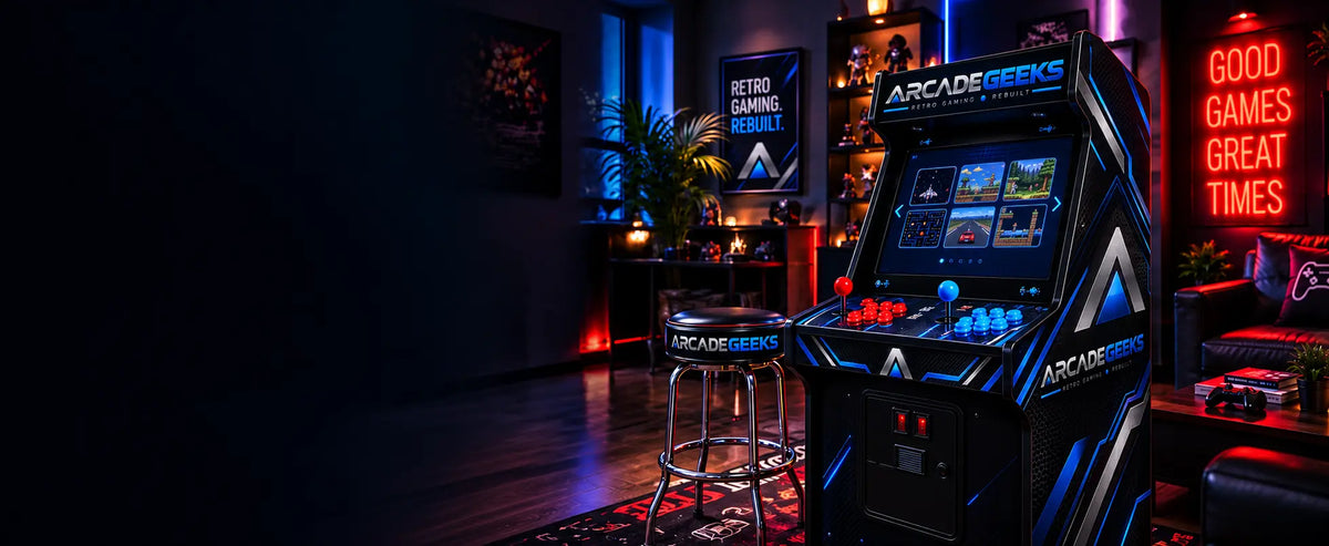 Bespoke Arcade Geeks arcade machine custom-built with personalised artwork and controls