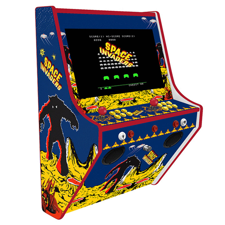 Space Invaders wall-mounted two-player arcade machine front-left view