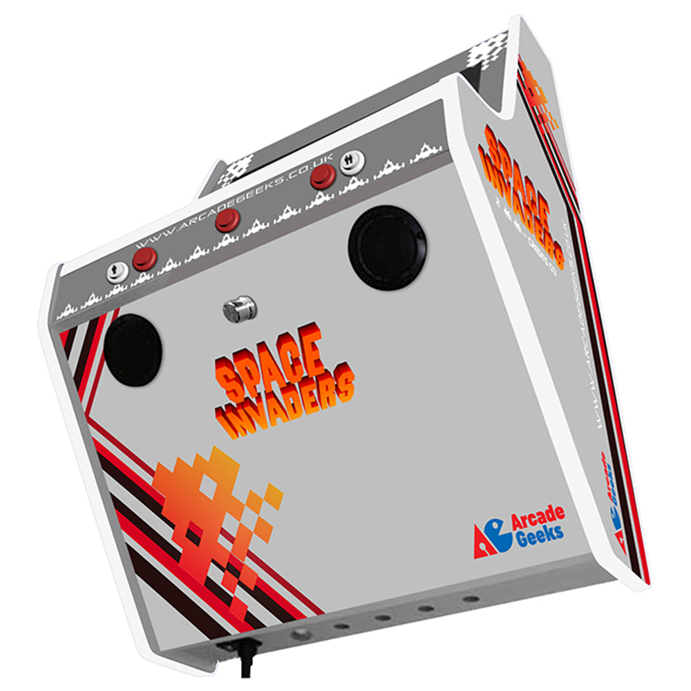 Space Invaders Pixels wall-mounted two-player arcade machine rear view